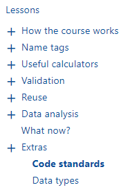 Code standards page