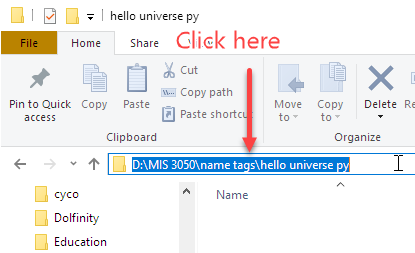 Copy the project path