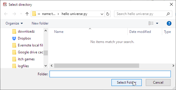 Select folder