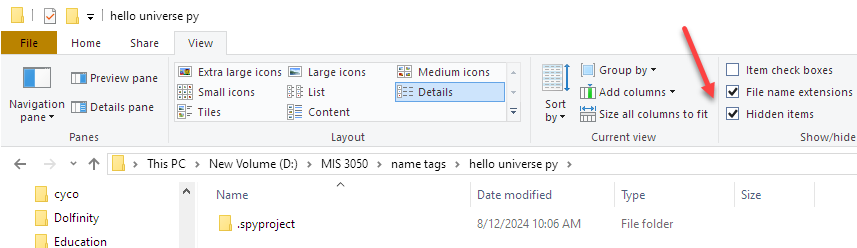 View options